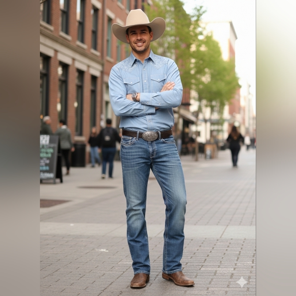 Ariat Men's Classic Blue Straight Jeans - Picture 2 of 16